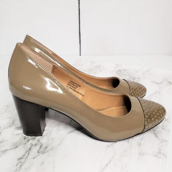Bass Pacey Faux Snakeskin Patent Leather Pumps Heels 8.5 - Picture 2 of 8